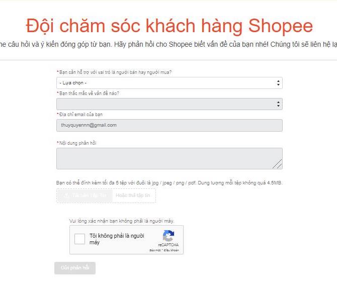 Liên hệ Shopee Live Chat